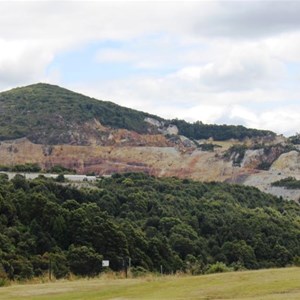 The open cut tin workings on Mount Bischoff