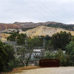 Copper mine workings on approach to Queenstown from the West