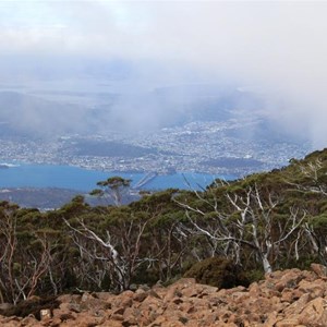 A view from the road part way to the top