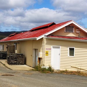 Oyster processing sheds at Dover wharf.