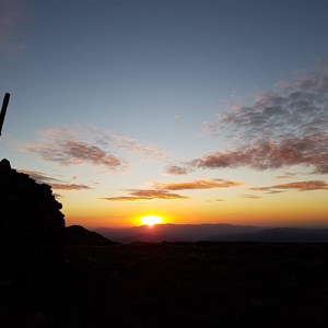 The summit of Mt Bogong at sunset