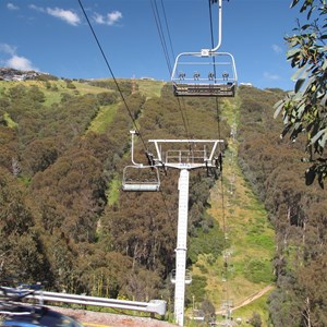 Snowless summertime ski slopes