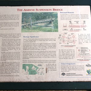 A sign showing details about the bridge