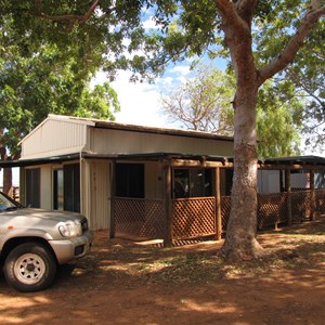 Cabins and shady campground