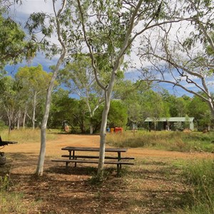 Campsite view to BBQ and amenities