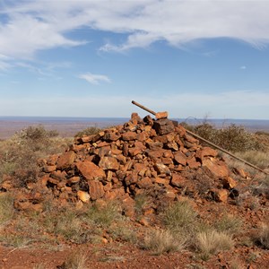 The summit cairn and post
