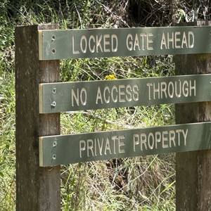 Locked gate. No access through private property