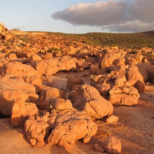 Boulder field sunset walk