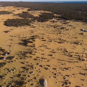 Afternoon drone view over the Pinnacles