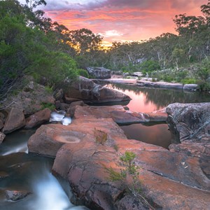 sunset over main swimming hole