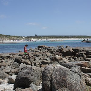 View of Peaceful Bay from rocks on point