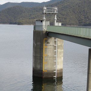 Staff gauges on intake tower