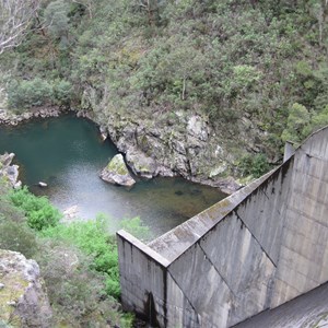 Plunge pool below spillway