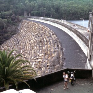 Cyclopean sandstone blocks in dam wall