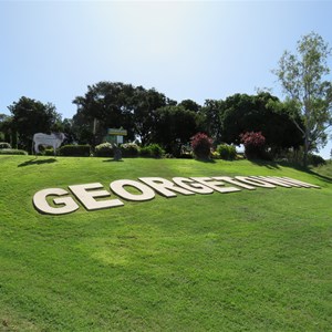 Sign on embankment