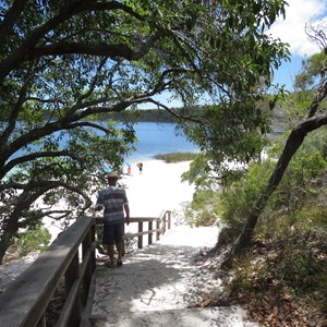 Steps down to lake 50 m from carpark