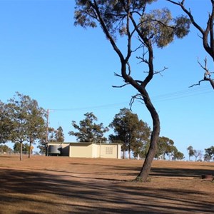 Toilet block as lakeside camp area