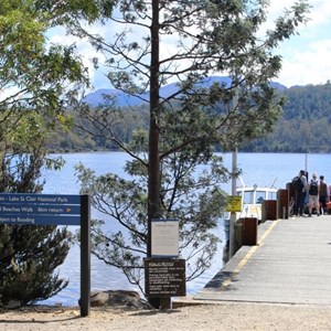 Hikers at the ferry jetty