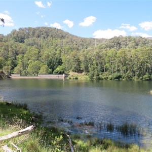 Junction dam impounds the lake