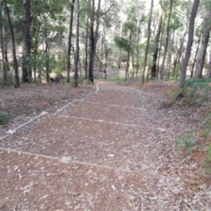 Steps down to canoe/kayak launching area