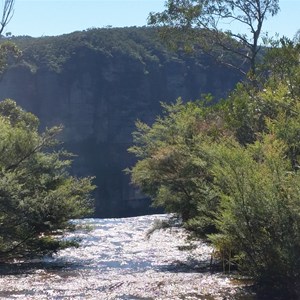 View from walk trail over top of falls - that is the falls drop off!