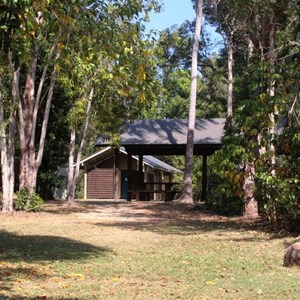 Water Park Creek amenities block. Camping area is behind.