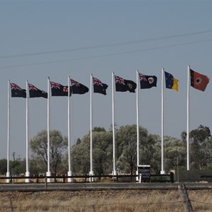 Flags at entrance