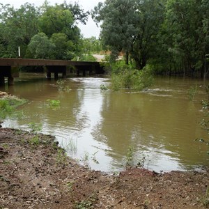 Wenlock Bridge 2021. Road surface on bridge is at 6.6 metres river level