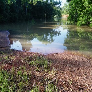 Wenlock Bridge - River at 11 metres (4.4 metres over the bridge)