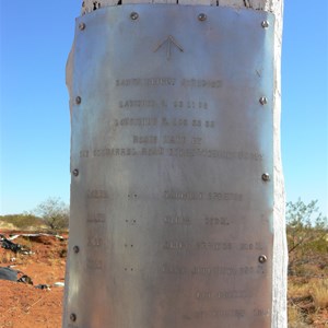 Junction of the Kintore (Gary Junction) and SBJT - Len Beadell Plaque