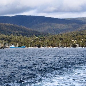 View back to the Kettering Harbour from a ferry.