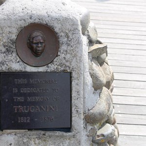 The  Truganini memorial plaque on the viewing deck