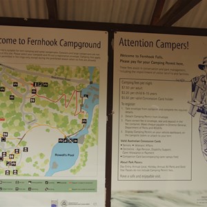 Information signboard at Fernhook Campground