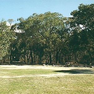 across camp ground to shady day area