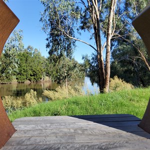 Murrumbidgee River viewed through a sculpture